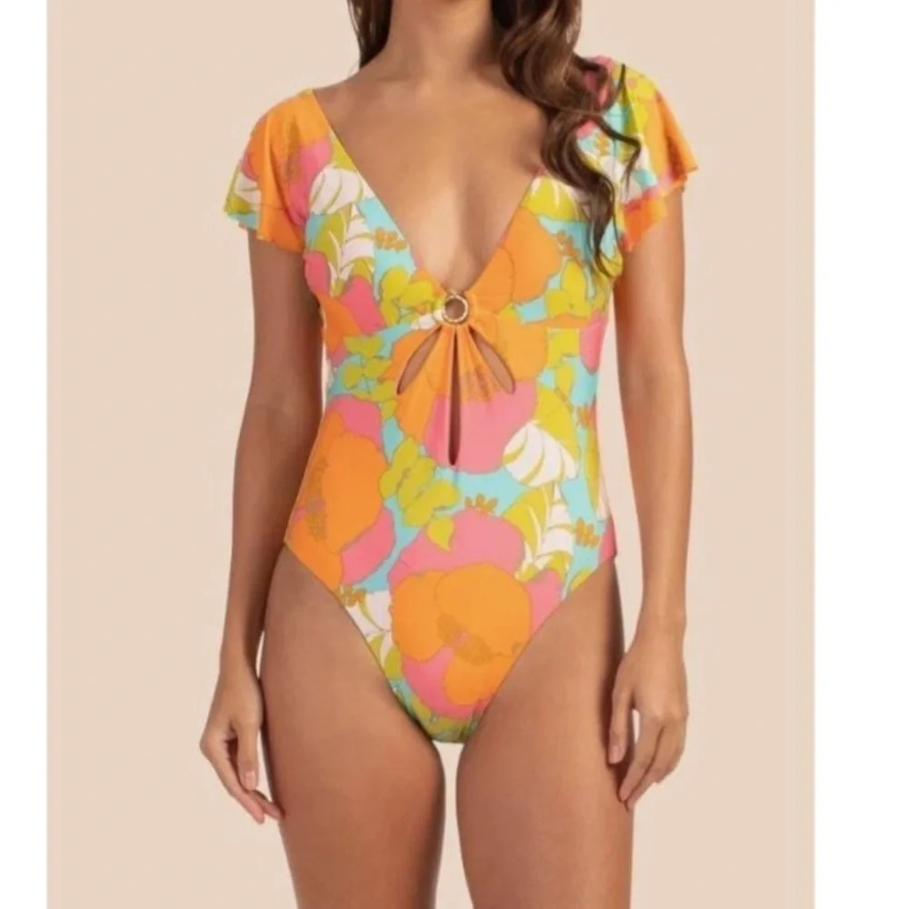 TRINA TURK NEW Playa De Flor One-piece Swimsuit Size 14 - Picture 3 of 6